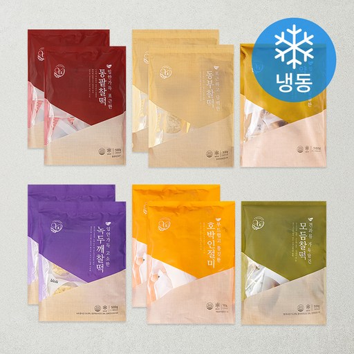 창억떡 호박인절미 500g 2p + 모듬찰떡 500g + 약식 500g + 동부찰떡 500g 2p + 녹두깨찰떡 500g 2p (냉동)