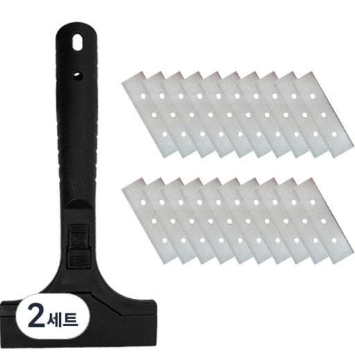 월드크린 원터치 롱 흑칼집 스크래퍼 + 칼날 20p