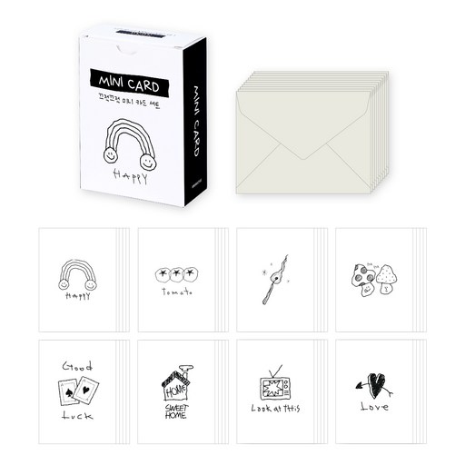 워너디스 러브레 미니 감사 메시지 엽서 카드 8종 x 5p + 봉투 20p 세트