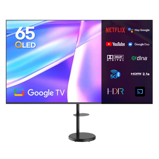 [10% 환급가전] 이노스 4K UHD QLED 구글 스마트 TV + 대형 삼탠바이미 티비 스탠드 삼텐바이미 TV 거치대 FS-30 블랙 세트