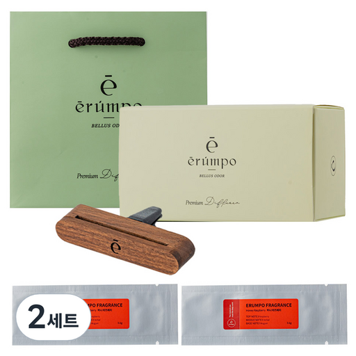 에룸포 월넛 우드바 차량용방향제 본품 + 리필 스틱 2p 세트