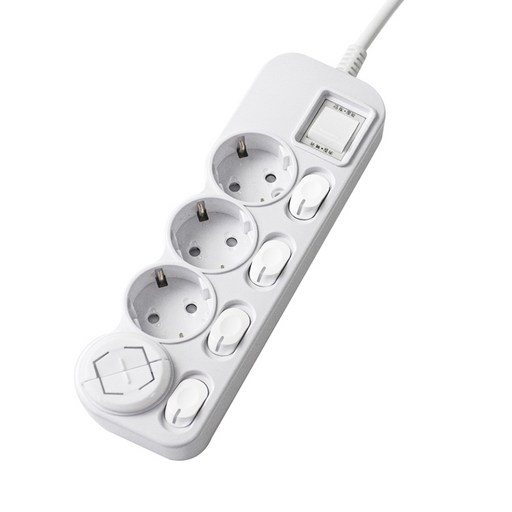에코파워탭 LED 개별 과부하차단 멀티탭 전선형 4구 EPM-L304SS + 안전커버