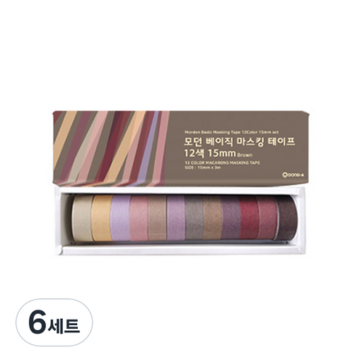 투코비 모던베이직 마스킹 테이프 12색 세트 15mm x 3m