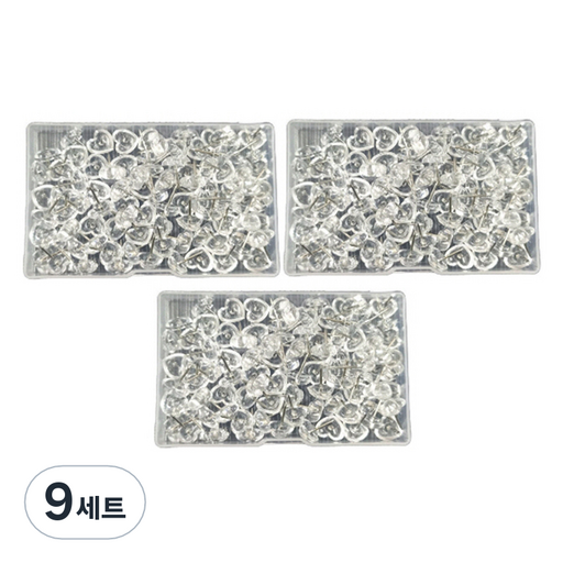 문구담 귀여운 하트모양 압정 세트 투명
