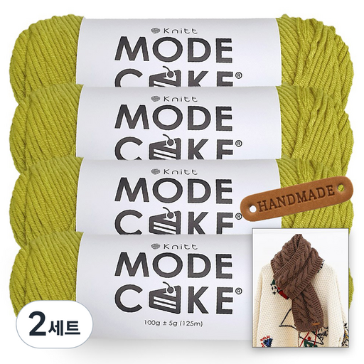 니뜨 모드케이크 뜨개실 100g x 4p + 뉴 로이드 롱 머플러 도안 + 라운드 엣지 라벨 세트