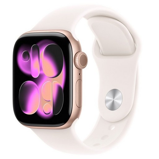 Apple 2025 Apple Watch S11 鋁金屬, 42mm, 玫瑰金色 + S/M淡胭粉色運動型錶帶, GPS