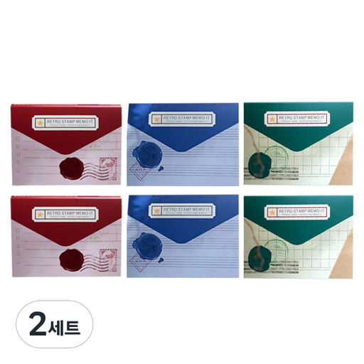 인도사이다 레트로 스템프 메모잇 3종 x 2p 세트