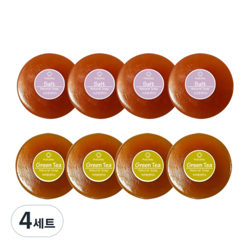 프로버블리 소금 중성비누 110g x 4p + 녹차 중성비누 110g x 4p