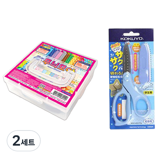 종이나라 13000 무늬모아 색종이 케이스 300매 + 고쿠요 SAXA 플라이 캡 가위 블루 세트