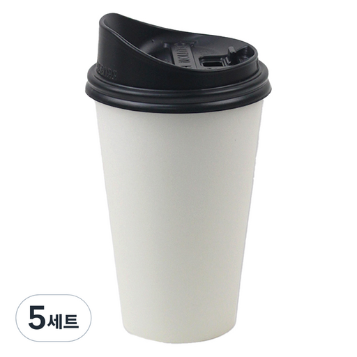 아이엔피 화이트무지 종이컵 380ml 50p + 롱개폐 뚜껑 50p