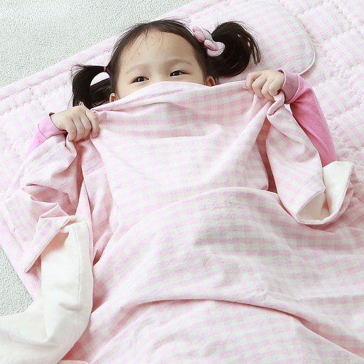 화모 유아용 클래식체크 벨로아 낮잠이불 세트