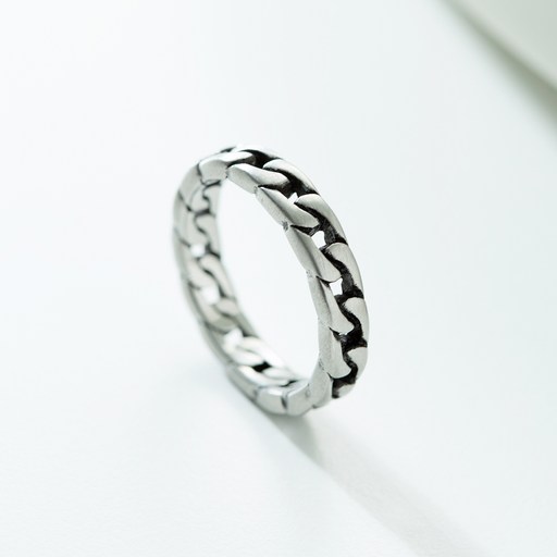 노이드비 남성용 써지컬스틸 엔틱스타일 빅 체인 반지 무광 4mm