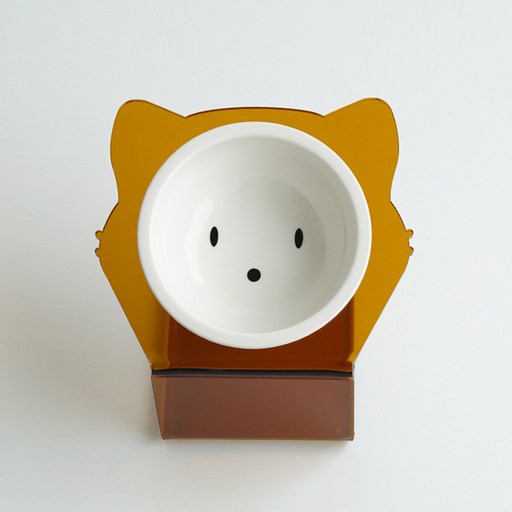 매기앤보 반려동물 키티 스탠드 경사 식기 Medium 11cm + 도기 세트