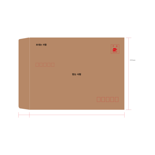봉투를만드는사람들 접착식 우편 각대봉투 제비 양면 테이프 5절 100p