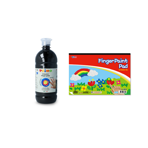 프리모 핑거 페인트 검정 750ml + 종이나라 패드 40p 세트