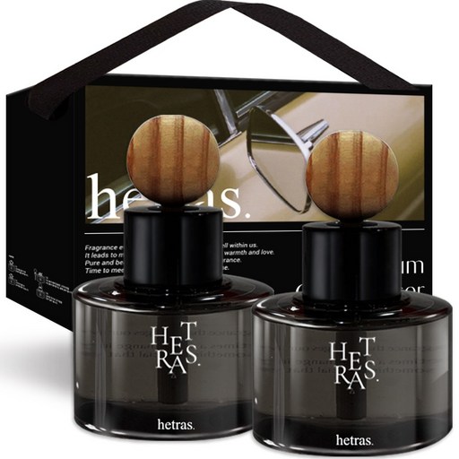 헤트라스 차량용 디퓨저 60ml x 2p 리본끈 선물세트 플라워샵향으로 차에서 즐기는 향기로운 순간