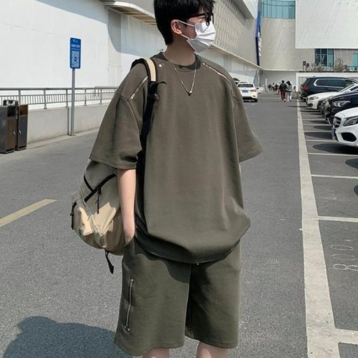 투니스 남성 루즈핏 스포츠 반소매 티셔츠 + 반바지 세트