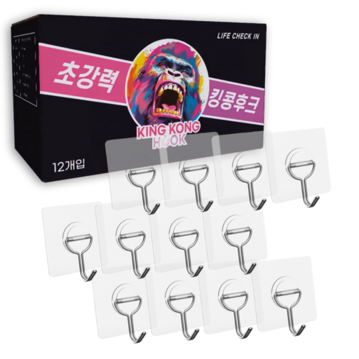 생활체크인 무타공 초강력 킹콩 후크 12개