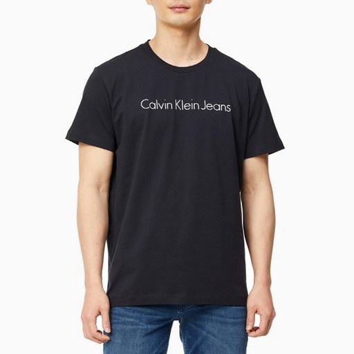 Calvin Klein 남 J317456 BEH 블랙 인스티튜셔널 젤 로고 프린트 반팔 티셔츠