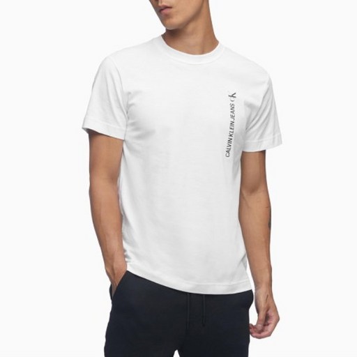 Calvin Klein 남성 CK 버티칼 로고 반팔 티셔츠 J318303 YAF
