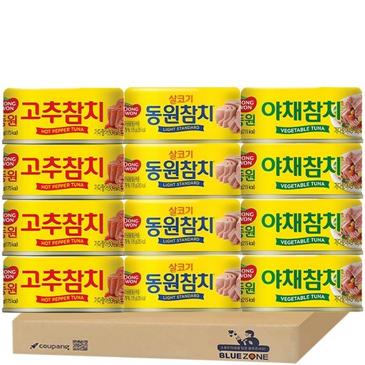 [블루존] 동원 참치 135g C세트 (살코기+고추+아채) x4