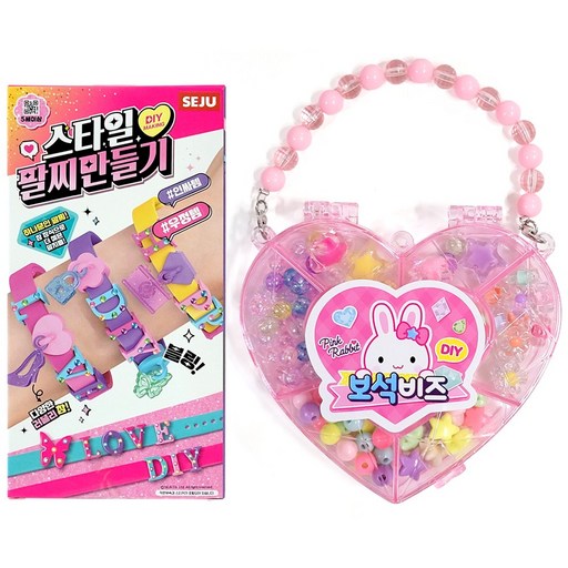 핑크래빗 보석비즈 구슬꿰기와 스타일 팔찌만들기 묶음
