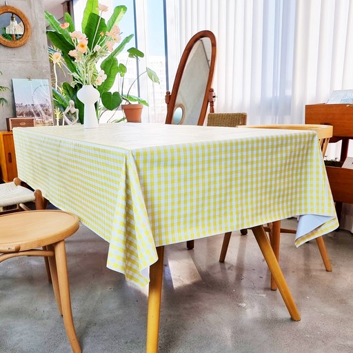 캐프마켓 방수 체크 격자 테이블보 사각 원형 식탁보