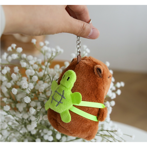 귀여운 거북이 가방 카피바라 딸기모자 카피바라 인형 키링 열쇠고리 가방 악세사리