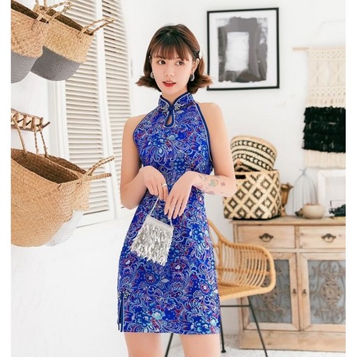 섹시 민소매 치파오 원피스 코스프레 코스튬 할로윈