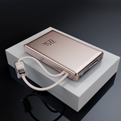 25000mAh 超薄行動電源 22.5W快充 自帶充電線 數字顯示 隨身行動充 100WH標識可隨身攜帶上飛機 有CCC認證可以帶往大陸, 香檳金-25000mAh（金屬烤漆）, 香檳金, CBD1-POWER