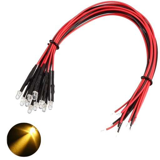 9V 3파이 옐로우 라운드 와이어 케이블 LED DIY 전자 실험 학교 교육 제작 실습 부품 조명 과학