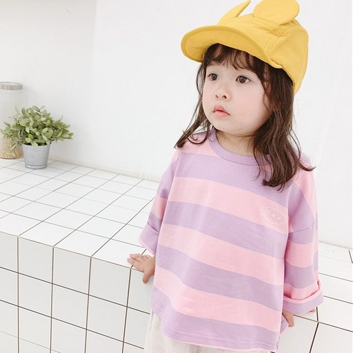 베이비소이 아기 아동 주니어 남아 여아 줄무늬 스트라이프 티셔츠 긴팔