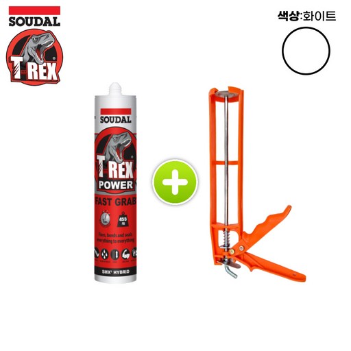 수달 티렉스 패스트 그랩 초강력 접착 실리콘(백색)1개 + 실리콘건 세트