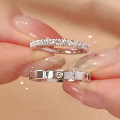 FANSYLI 커플링 결혼반지 남여 모이사나이트 반지 14K 18k 커플반지 프로포즈 반지 1쌍 사이즈 조절 가능 0505F10