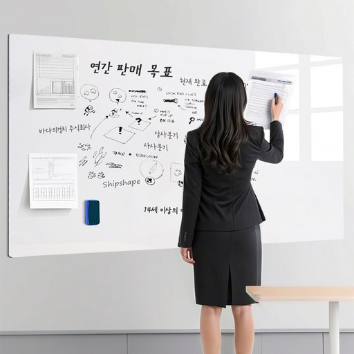 Shipshape 마그네틱 화이트보드 스티커 부착 가능 업체 게시판 홍보벽 회의록판 사이즈 컷팅 가능