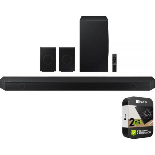 삼성 HW-Q910D Q 시리즈 9.1.2ch. Q-심포니(2024)(갱신) 번들과 2년 강화 보호 팩 포함 무선 돌비 애트모스 사운드바