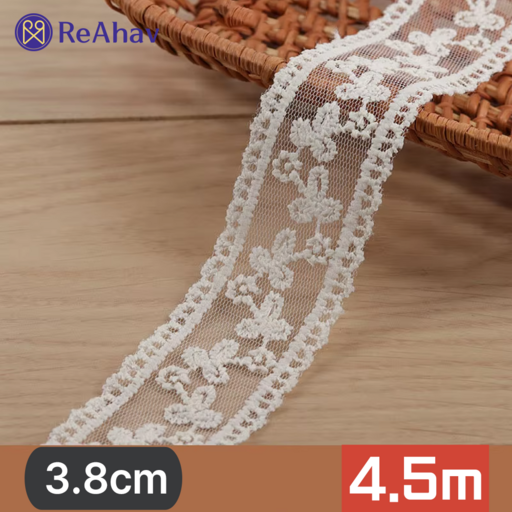 레아하브(ReAhav) 로사미엘 레이스천 리본끈 밑단원단 3.8cmx4.5M