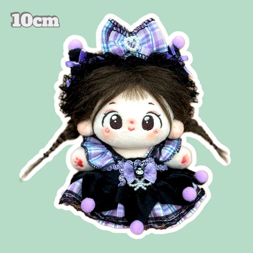 뮤이뮤이 10cm인형옷 보라색 원피스세트 머리장식+원피스