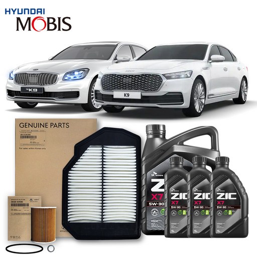 더K9 2세대 1820년식 3.8 가솔린 순정필터지크오일 5W30 3종