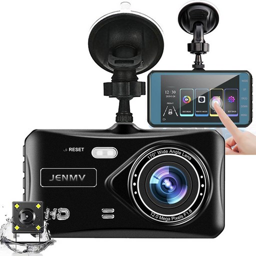 JENMV 블랙박스 프리미엄 HD 1080P 차량용블랙박스 4인치 전후방카메라 2채널 블랙박스 차량블랙박스