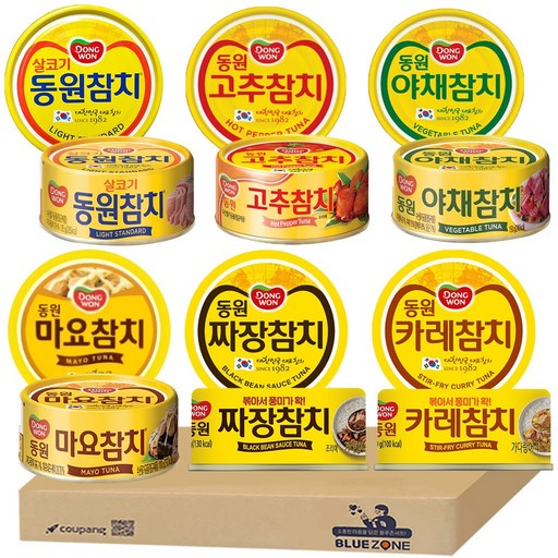 [블루존] 동원참치 90g 6종 세트 (스탠다드+고추+야채+짜장+마요+카레)x2