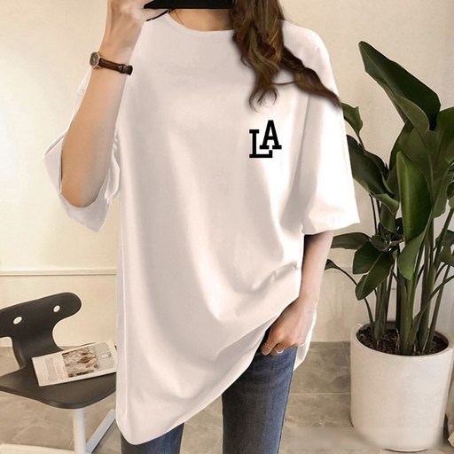 스타일아유 여성용 LA 레이어드 반팔 롱 티셔츠 노마진 정품원단 자체생산