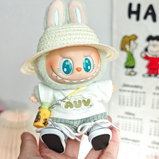 1대 2대 3대 15cm 17cm 라부부인형 옷 반팔 팬츠 세트 액세서리