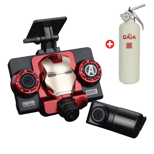 지넷 아이언맨 에디션 전방 QHD 렌즈 블랙박스(2채널) + 축광소화기 무료증정, 소화기 포함, 64GB