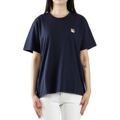 [메종키츠네] (AW00103KJ0005 NAVY) 여성 폭스헤드 반팔 티셔츠 20SS