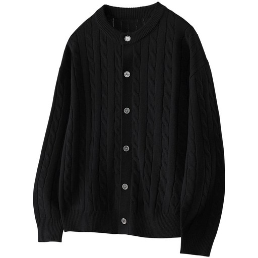 팀스핏 남성용 빅사이즈 오버핏 케이블 라운드 니트 가디건