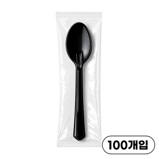 일회용수저 숟가락 개별포장 검정