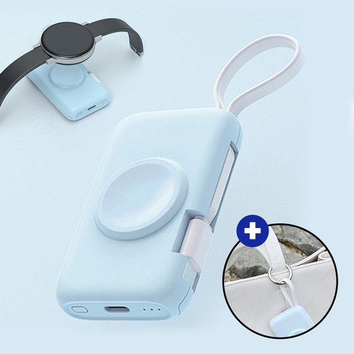 삼성 갤럭시워치 무선충전 휴대용 여행용 미니 보조배터리 C타입 2000mAh + 키링 세트