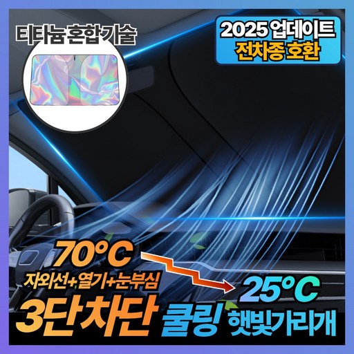 라파노 프리미엄 티타늄 코팅 차량용 앞유리 원터치 암막 햇빛가리개