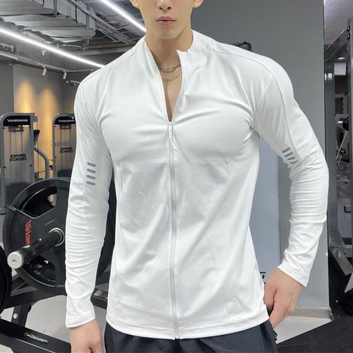 남성 사계절 피트니스 의류 스포츠 러닝 지퍼탑 사이클링 의류 자외선 차단 긴팔
